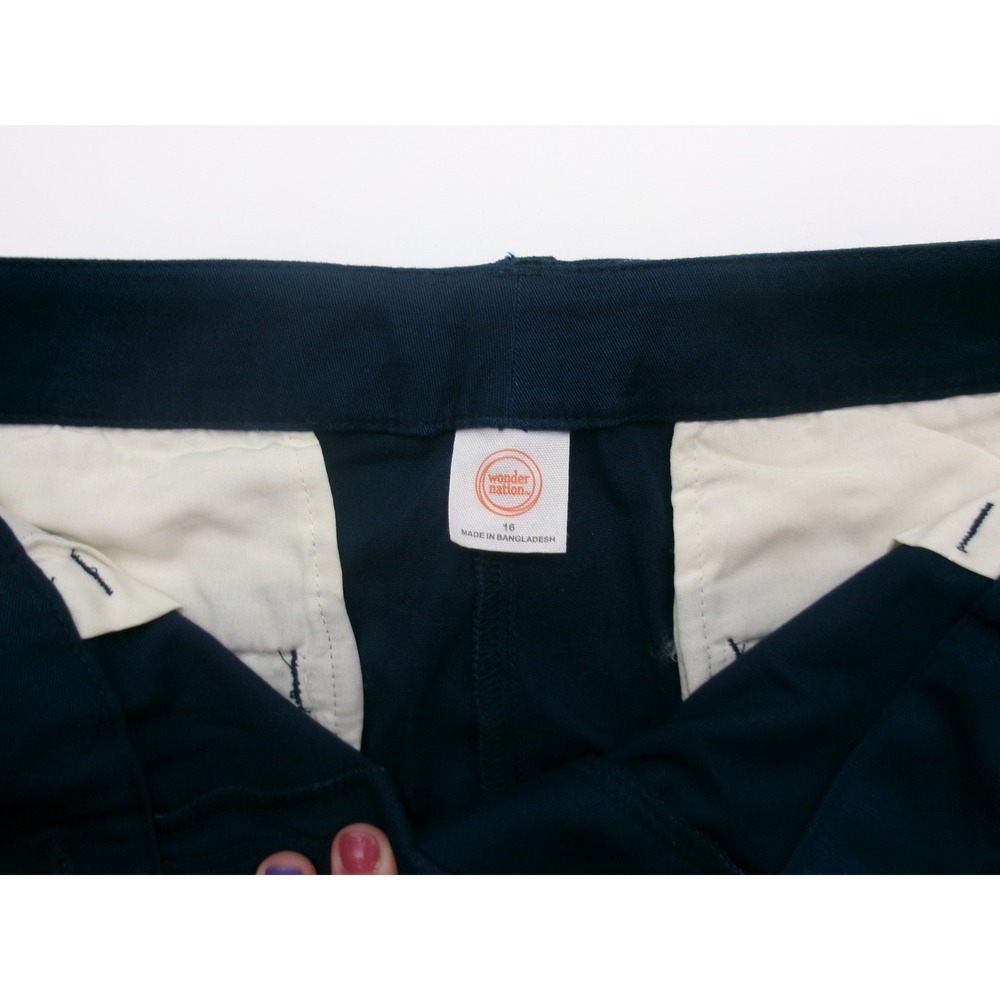 Wonder Nation Girls Navy Blue School Uniform Pants Size 16 Adjustable Waist NEW - Picture 8 of 14